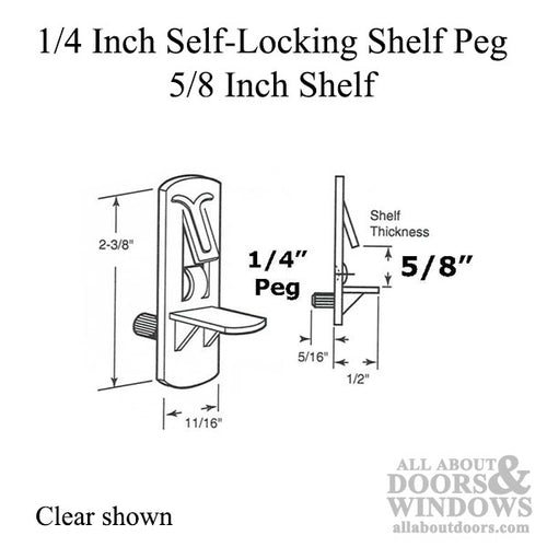 1/4 Inch Shelf Support Peg, 5/8 Inch - 4 Pack - 1/4 Inch Shelf Support Peg, 5/8 Inch - 4 Pack