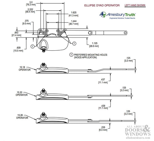 Truth Ellipse Split Arm Casement Operator, 1/4