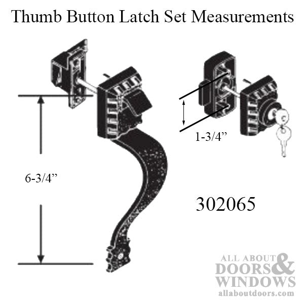 Afton thumb button latch set with deadbolt for storm doors, Black - Afton thumb button latch set with deadbolt for storm doors, Black