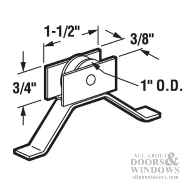 Center Mount Spring Tension Roller with 1 Inch Steel Wheel for Keller Sliding Screen Door - Center Mount Spring Tension Roller with 1 Inch Steel Wheel for Keller Sliding Screen Door