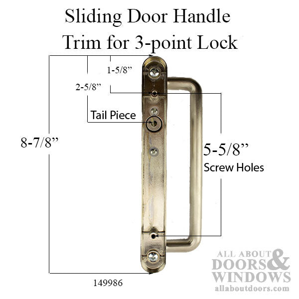 Sliding Patio Door Handle Set Trim for 3-Point Lock Vinyl Doors - Sliding Patio Door Handle Set Trim for 3-Point Lock Vinyl Doors