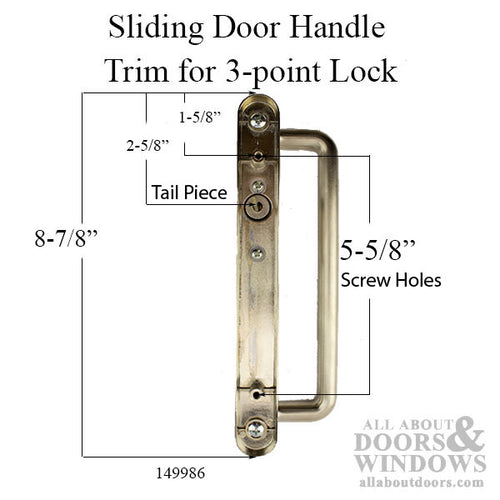 Sliding Patio Door Handle Set Trim for 3-Point Lock Vinyl Doors - Sliding Patio Door Handle Set Trim for 3-Point Lock Vinyl Doors