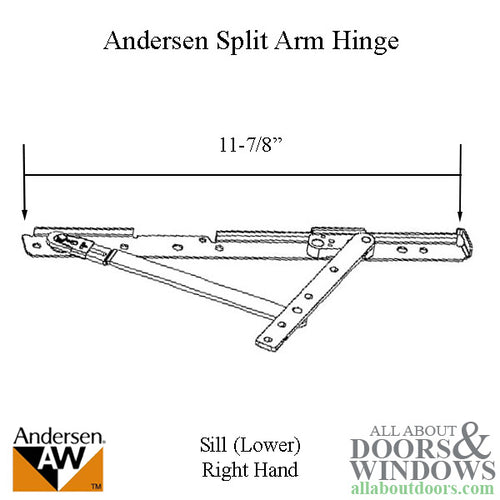 Andersen Casement Right-Hand Corrosion Resistant Split-Arm Sill Hinge - Andersen Casement Right-Hand Corrosion Resistant Split-Arm Sill Hinge