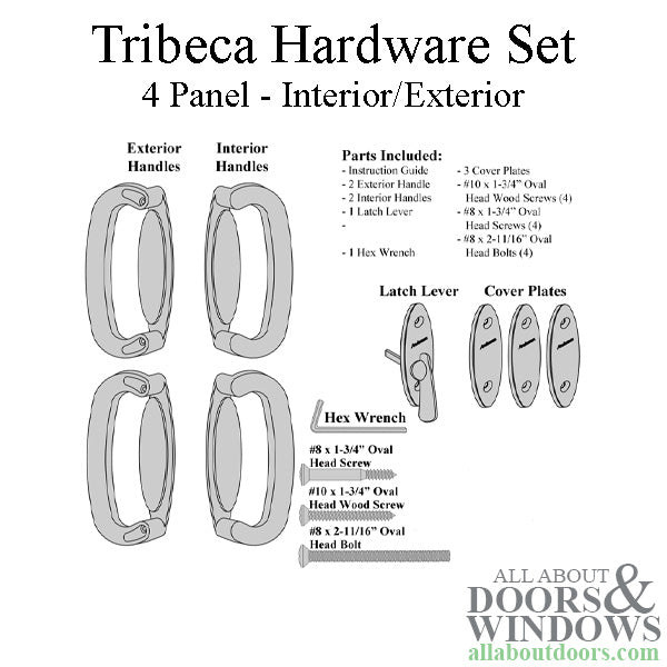 Andersen 4 Panel Gliding Door Tribeca Interior/Exterior Hardware Set - Stone - Andersen 4 Panel Gliding Door Tribeca Interior/Exterior Hardware Set - Stone