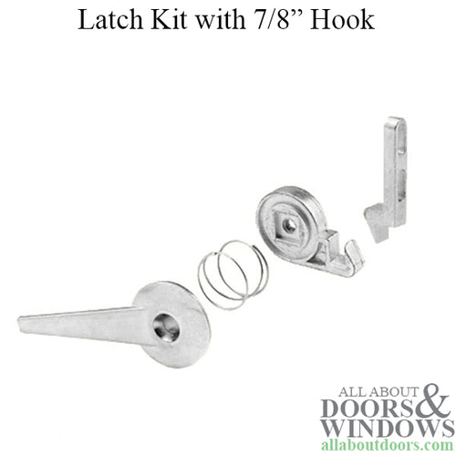 Latch Kit with Short 7/8 Inch Hook for Sliding Screen Door - Gray - Latch Kit with Short 7/8 Inch Hook for Sliding Screen Door - Gray