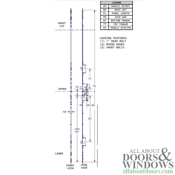 Amesbury P3000 Active Lower Extension Rhino Hook - Amesbury P3000 Active Lower Extension Rhino Hook