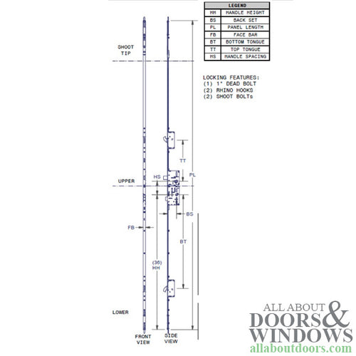 Amesbury P3000 Active Lower Extension Rhino Hook - Amesbury P3000 Active Lower Extension Rhino Hook
