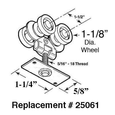 Acme 1-1/4 Roller, Closet Door 4 Nylon Wheels - Acme 1-1/4 Roller, Closet Door 4 Nylon Wheels