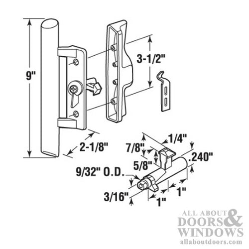 Sliding Patio Door Handle Set With Thumbturn Black Metal With Wood Finish - Sliding Patio Door Handle Set With Thumbturn Black Metal With Wood Finish