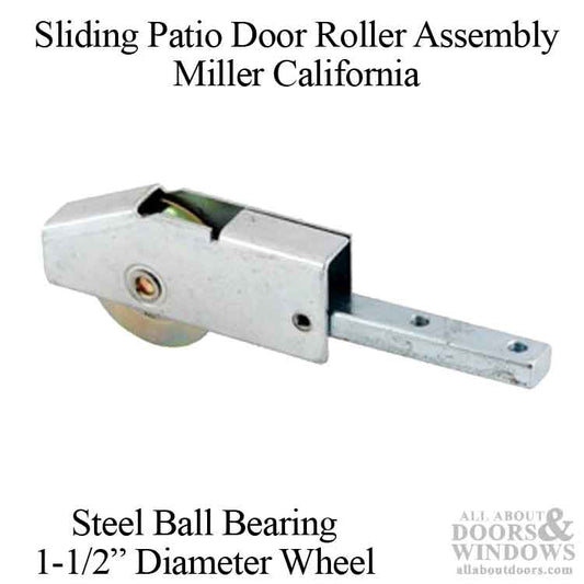 Miller California Patio Glass Sliding Door Roller Assembly 1.5 Inch Steel Ball Bearing Wheel Diameter