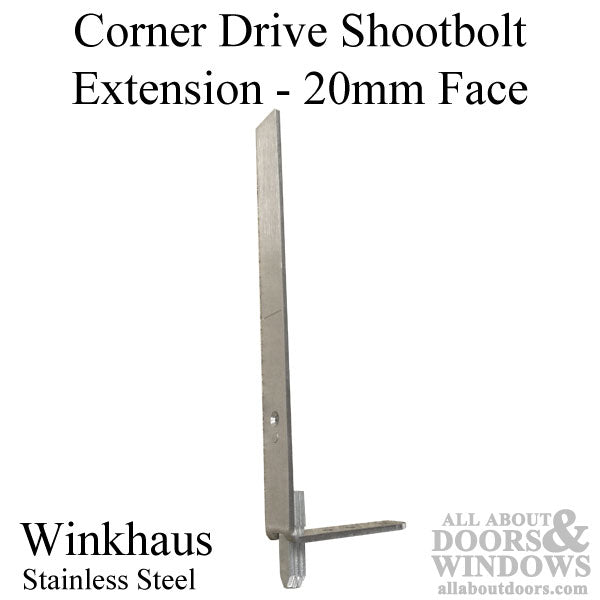 Corner Drive Shootbolt Extension 20mm Face - Stainless Steel - Corner Drive Shootbolt Extension 20mm Face - Stainless Steel