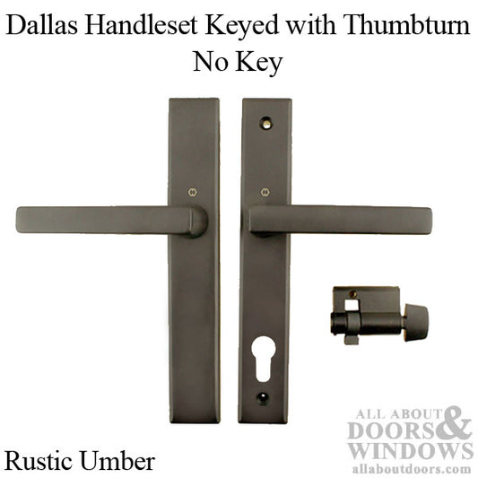 Dallas Contemporary Lever Handle, Inactive, Nonkeyed with Thumbturn,  M1643 / 2161N Set - Rustic Umber