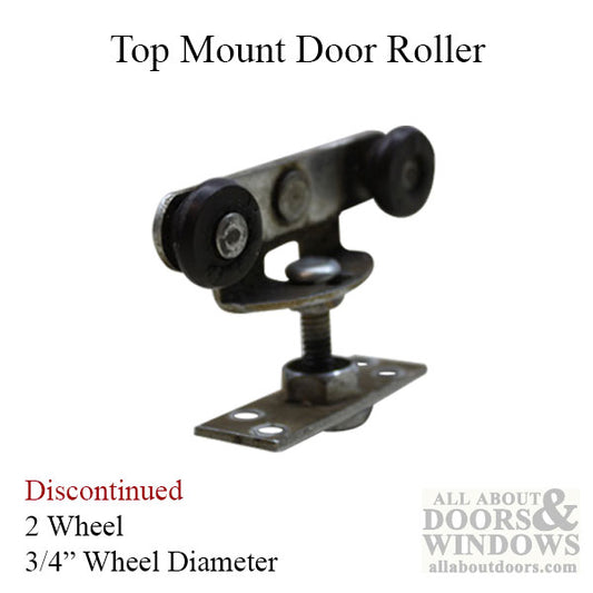 2 Wheel, 3/4 inch Dia., Top Mount Closet Door Roller