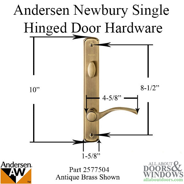 Hardware Kit, Single Door, Newbury, Active Door - Antique Brass - Hardware Kit, Single Door, Newbury, Active Door - Antique Brass