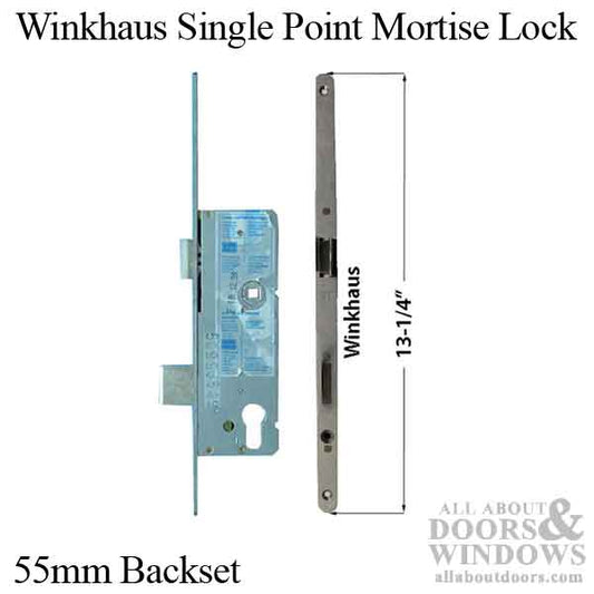 Winkhaus Single Point Mortise Lock, 55mm Backset, Stainless Steel