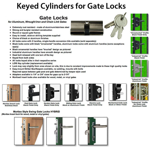 Double Key Gate Lock Profile Cylinder, 60mm - Chrome - Double Key Gate Lock Profile Cylinder, 60mm - Chrome