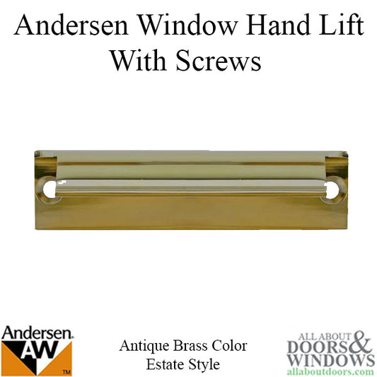 Andersen Tilt-Wash (DC) and Tilt-Wash (TW) Windows - Estate Hand Lifts w/ Screws - Antique Brass