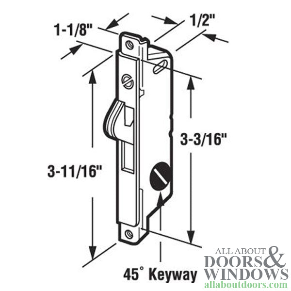 Andersen Deadlock with Metal Tabs for Primed Wood Gliding Patio Door Latch. - Andersen Deadlock with Metal Tabs for Primed Wood Gliding Patio Door Latch.