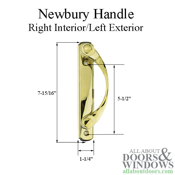 Andersen Frenchwood Gliding Door - Handle - Newbury - Right Interior/Left Exterior - H.P. Brass - Andersen Frenchwood Gliding Door - Handle - Newbury - Right Interior/Left Exterior - H.P. Brass