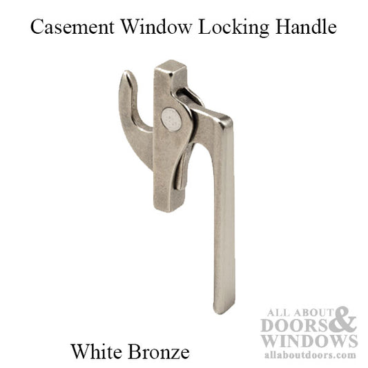 Casement Window Locking Handle, 2-1/16 Inch Screw spacing, Diecast - White Bronze