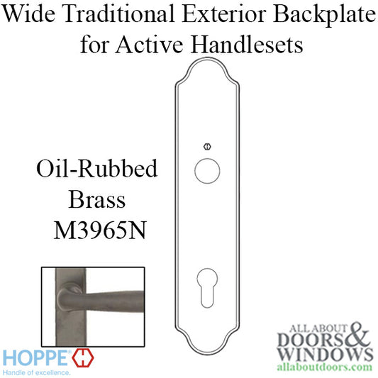 HOPPE Wide Traditional Exterior Backplate M3965N for Active Handlesets - Oil-Rubbed Brass