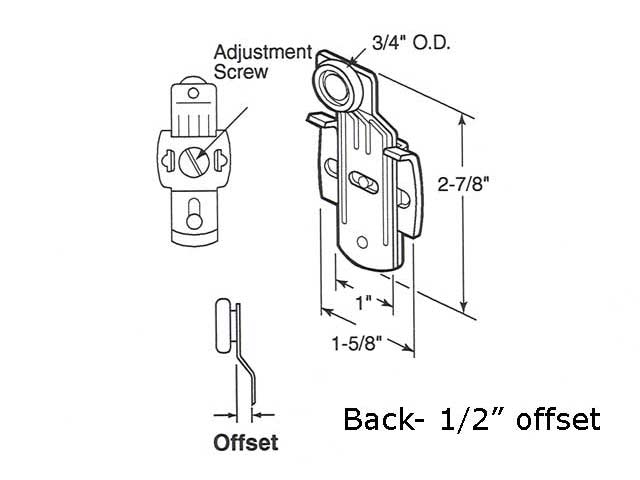 3/4  Wheel, 1/2 Offset ; Sterling Hardware Sliding Rollers - 3/4  Wheel, 1/2 Offset ; Sterling Hardware Sliding Rollers