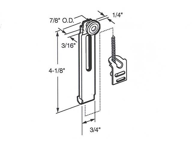 1 Wheel, 7/8 Dia.,  Closet Door - 1 Wheel, 7/8 Dia.,  Closet Door