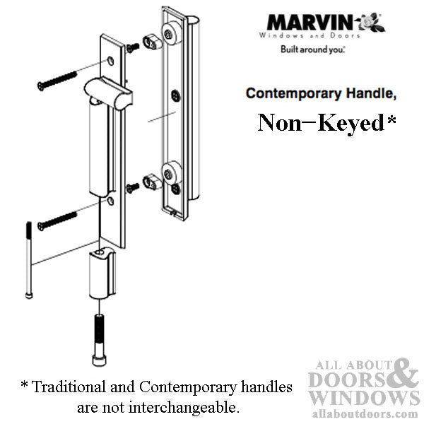 Marvin Contemporary Non-Keyed Handle, Ultimate Sliding French Door - Oil Rubbed Bronze, PVD - Marvin Contemporary Non-Keyed Handle, Ultimate Sliding French Door - Oil Rubbed Bronze, PVD