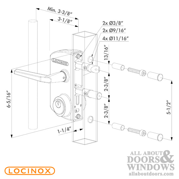 Locinox Surface-Mounted Mortise Cylinder Lock for Gates 1-1/2