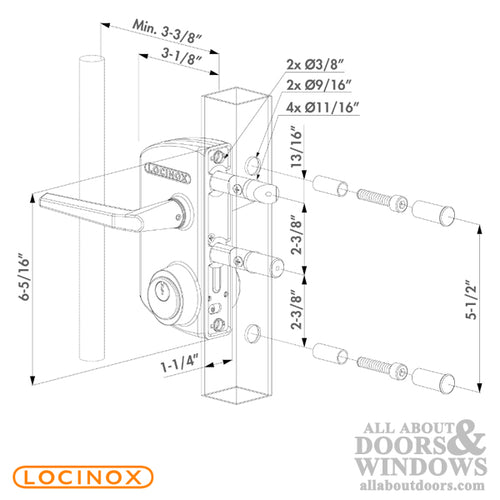 Locinox Surface-Mounted Mortise Cylinder Lock for Gates 1-1/2