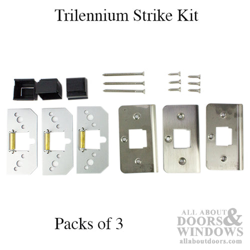 Trilennium Strike Kit 3 strikes, Reinforment plates & Screws - 1-3/4