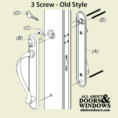 Marvin, Old Style Keyed Sliding Active Door Trim - Polished Brass - Discontinued - Marvin, Old Style Keyed Sliding Active Door Trim - Polished Brass - Discontinued
