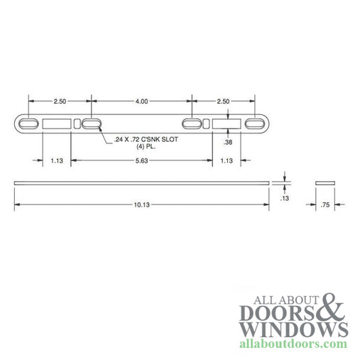 Flat Strike Plate Keeper for Sliding Patio Doors Dual Point 3/4