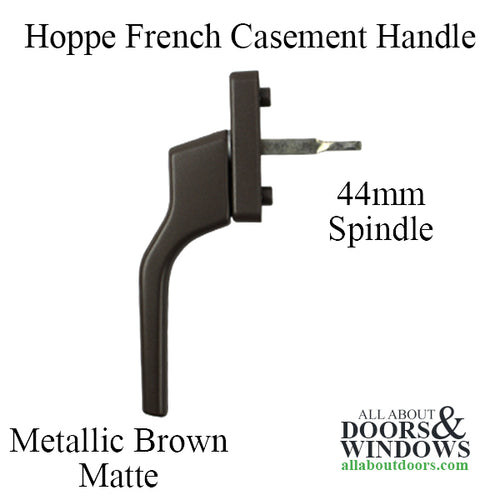 HOPPE French Casement Handle - 44mm Shaft, Metallic Brown Matte Finish - HOPPE French Casement Handle - 44mm Shaft, Metallic Brown Matte Finish