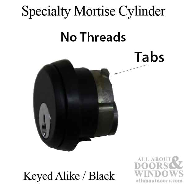 Specialty Mortise Cylinder, No Threads, Black - Specialty Mortise Cylinder, No Threads, Black