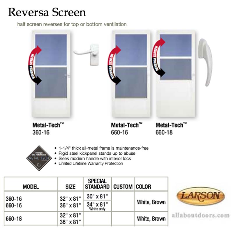 Larson Classic View Metal Tech Reversa Screen Storm Door - Larson Classic View Metal Tech Reversa Screen Storm Door