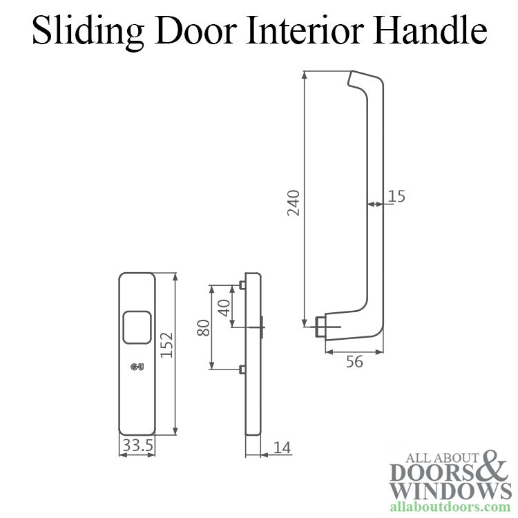 GU/Ferco Dirigent Series Interior Handle, Sash Thickness up to 110mm, Polished Brass - GU/Ferco Dirigent Series Interior Handle, Sash Thickness up to 110mm, Polished Brass