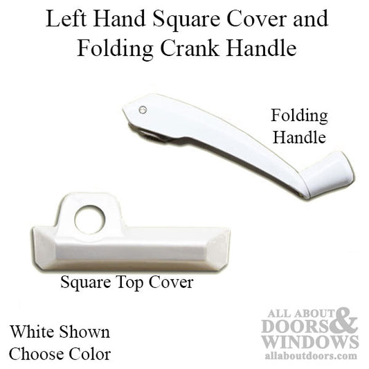 Left Hand Square Cover and Folding Crank Handle - Choose Color