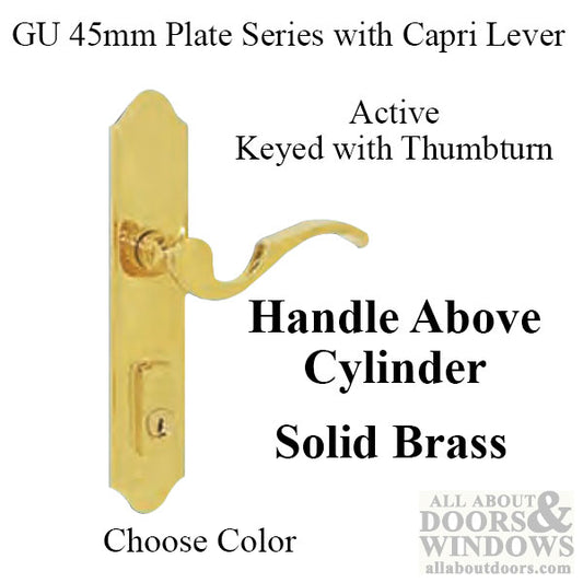 G-U Capri Handle & 45mm Plate, Active, Keyed with Thumbturn (Handle Above Cylinder) Choose Color