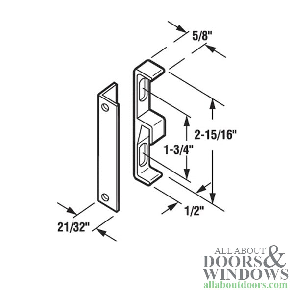 Strike Plate Keeper for Sliding Patio Door Face Mounted 1-3/4