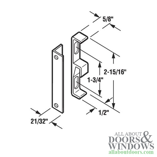 Strike Plate Keeper for Sliding Patio Door Face Mounted 1-3/4