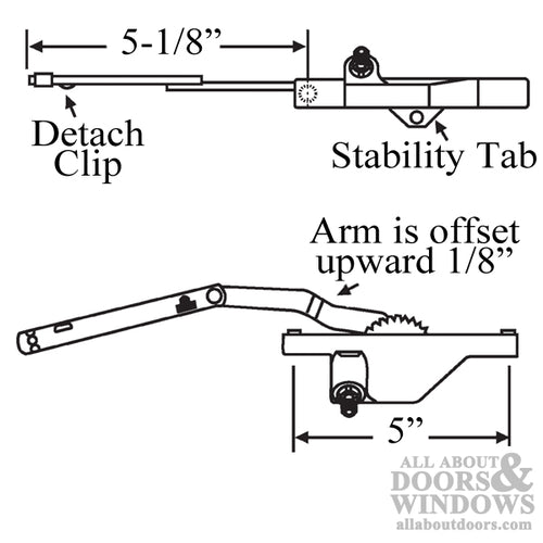 Rear Mount Dyad Casement Operator, 5-1/8