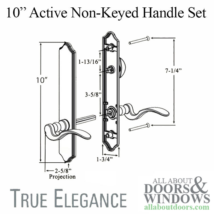 Elegance 10'' Arch Active Non-Keyed Handle Hardware for Hinged Door - Choose Color - Elegance 10'' Arch Active Non-Keyed Handle Hardware for Hinged Door - Choose Color