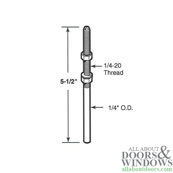 Leigh Bottom Pivot Rod, 1/4 Diameter,  Adjustable threaded - Leigh Bottom Pivot Rod, 1/4 Diameter,  Adjustable threaded