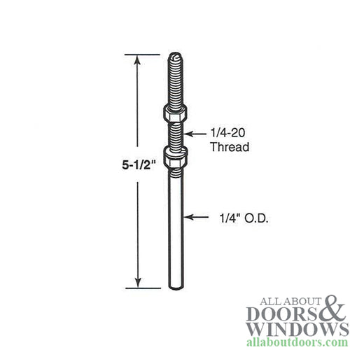 Leigh Bottom Pivot Rod, 1/4 Diameter,  Adjustable threaded - Leigh Bottom Pivot Rod, 1/4 Diameter,  Adjustable threaded