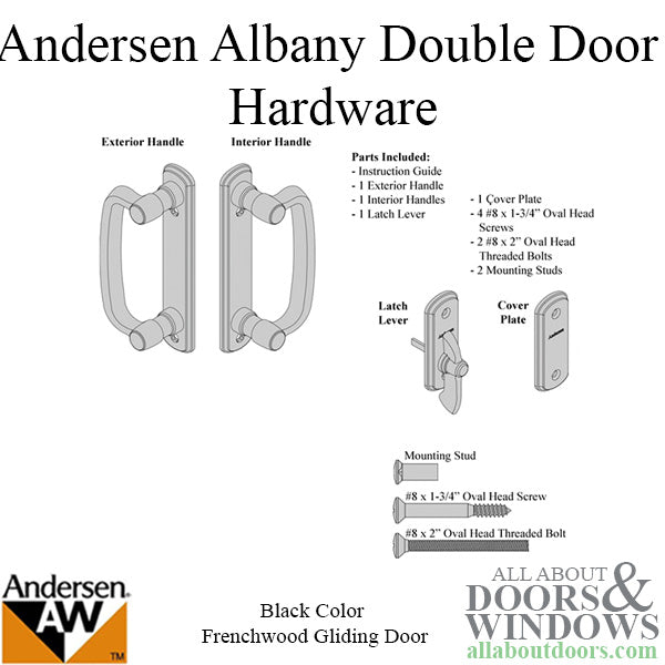 Andersen Frenchwood Gliding Door Trim Hardware, Albany, 4 Panel Interior and Exterior  - Black - Andersen Frenchwood Gliding Door Trim Hardware, Albany, 4 Panel Interior and Exterior  - Black