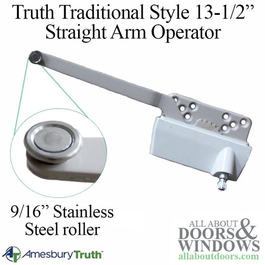 Truth Traditional 13-1/2" Straight Arm, Metal Stainless Steel Roller, Left Hand