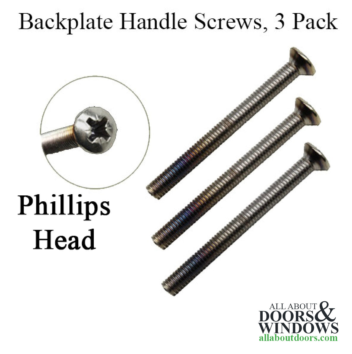 M5 x 55mm Handle Screws, 3 pack - 2 inch thick door - Satin Nickel / Brushed Chrome - M5 x 55mm Handle Screws, 3 pack - 2 inch thick door - Satin Nickel / Brushed Chrome