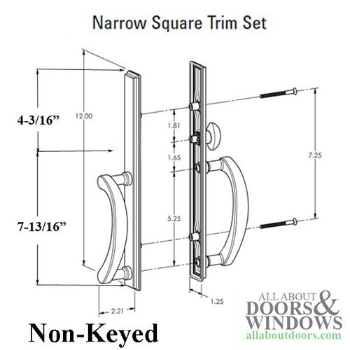 Pella  Original Sliding Door Handle Interior / Exterior Pull & Mortise Lock - Pella  Original Sliding Door Handle Interior / Exterior Pull & Mortise Lock