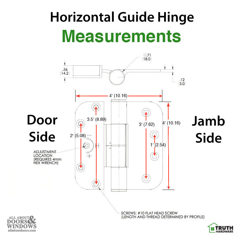 Truth Sentry Hinged Door Adjustable Guide Hinge, RHO / LHI, 4 x 4 inches - Truth Sentry Hinged Door Adjustable Guide Hinge, RHO / LHI, 4 x 4 inches